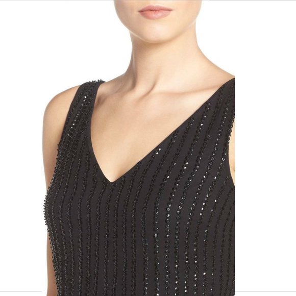 NEW $250 Adrianna Papell Sequin Mesh‎ Blouson Dress in Black [SZ 6 ] - Picture 6 of 8
